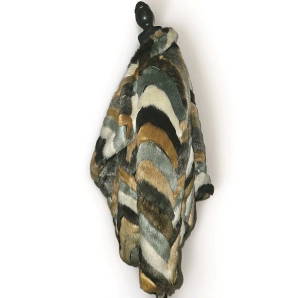 Beulah Faux Fur Coat Multicolor Brown/Gray Size S/M - Picture 2 of 10